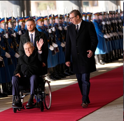 Svečani doček za predsednika Češke Zemana ispred Palate Srbija