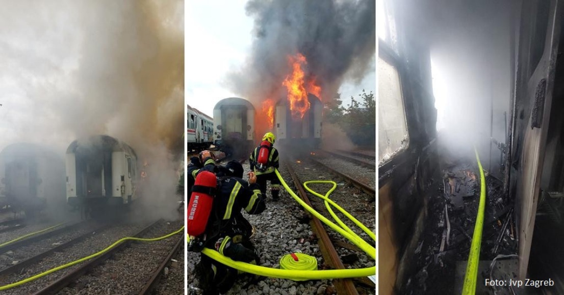 Požar na Železničkoj stanici u Zagrebu, gore vagoni
