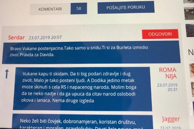 Pretnje smrću Miloradu Dodiku na portalu bijeljinske televizije